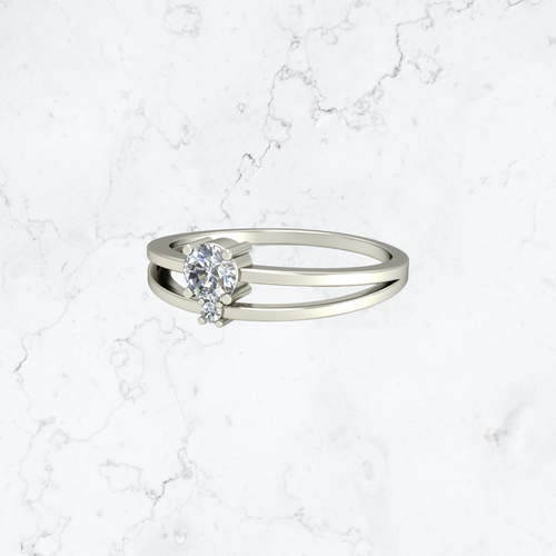 0.25 Ct Round Cut Lab Created/Grown Diamond Engagement Ring VS2 F White Gold 14k - Picture 2 of 5