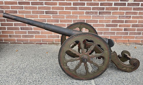 Large Antique 19th Handmade Wood Cannon in Old Original Paint - Picture 2 of 9