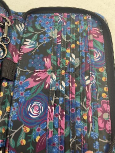 LUG Zeppelin Floral Whimsy Black & Interior LOVE STRIPES Wristlet Wallet NEW - Picture 7 of 9