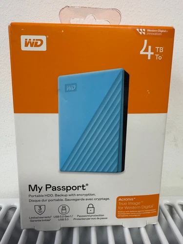 WD My Passport 4TB for Windows External Hard Drive New Box Western digital Blue