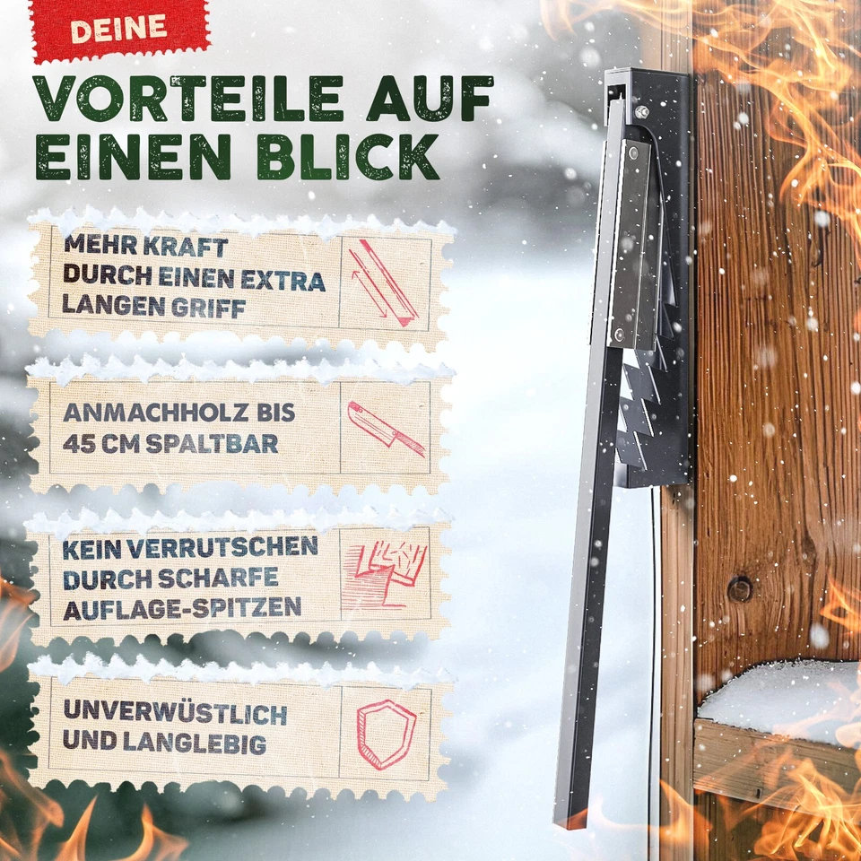 Holzspalter manuell | Anzündholz Spalter Axt Beil Wandmontage Wood Splitter - Bild 2 von 4