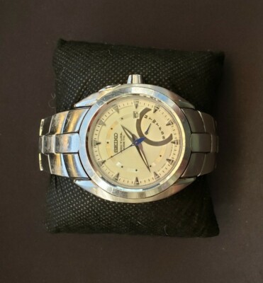 Seiko SRN015 Men's Arctura 100m Kinetic Stainless Steel White Dial Watch 