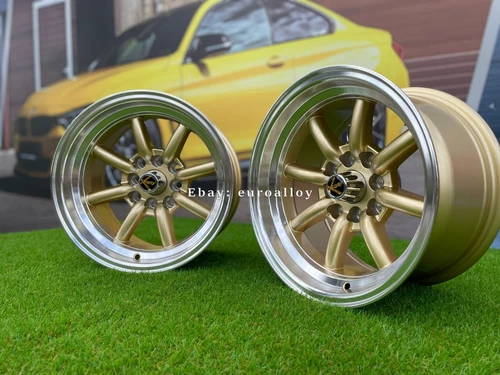 4 x 14 Inch 4x100/4x114.3 Watanabe Style Gold JDM Wheels: Fits For Honda Toyota