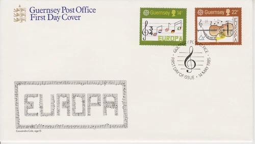 Unaddressed Guernsey FDC Cover 1985 Europa Music