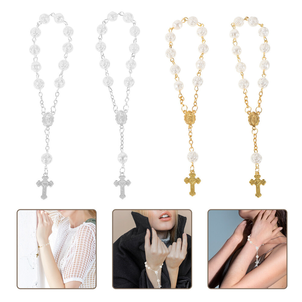 4 Pcs Rosary -Fingerkette Taufe Baby Gastgeschenke Zur Kommunion Taufrosenkranz