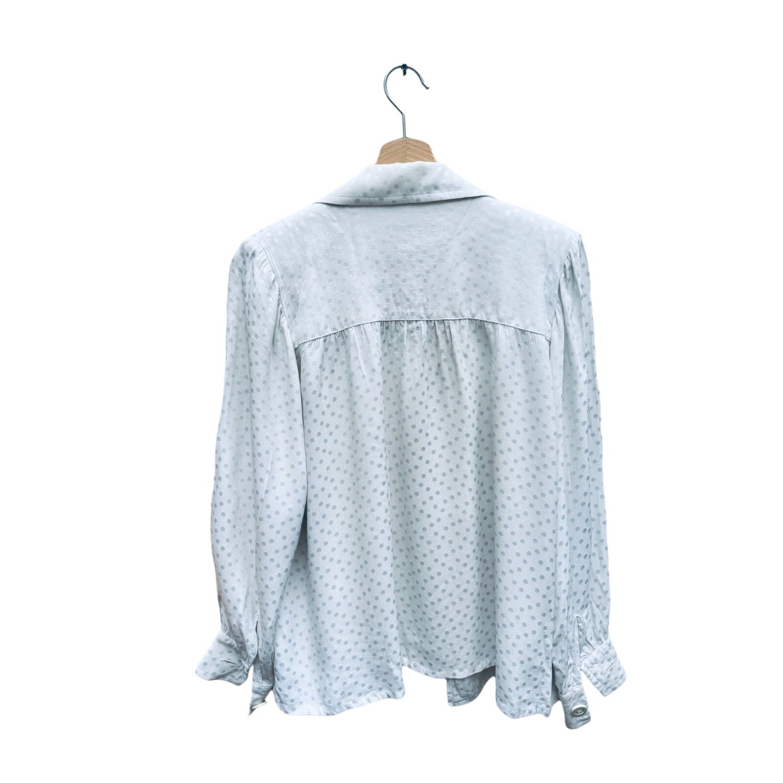 Camicia doppia petto Yves Saint Laurent FW 1991 bianca a punti taglia 36 adatta a M