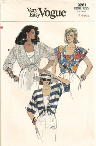 VOGUE Sewing Pattern no.9261 Size 6-8-10 LADIES TOPS