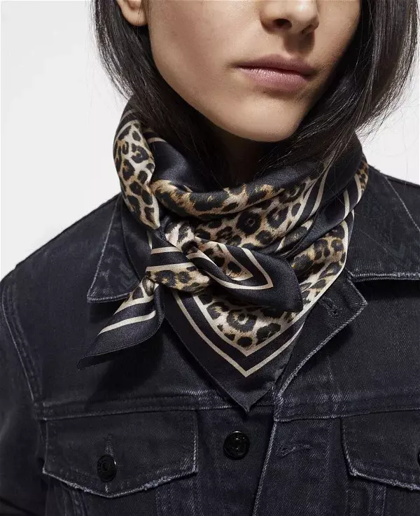 Printed silk scarf - Black - Ladies