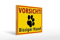 Holzschild Tiere 40X30 Cm Vorsicht Bissiger Hund Holz Deko Schild