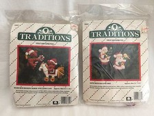 2 Felt Ornaments Kits Santa Bears Traditions 1986 New