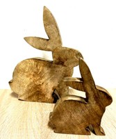 2 Hasen Mango Holz Oster Deko Standdeko Osterdeko Osterhase