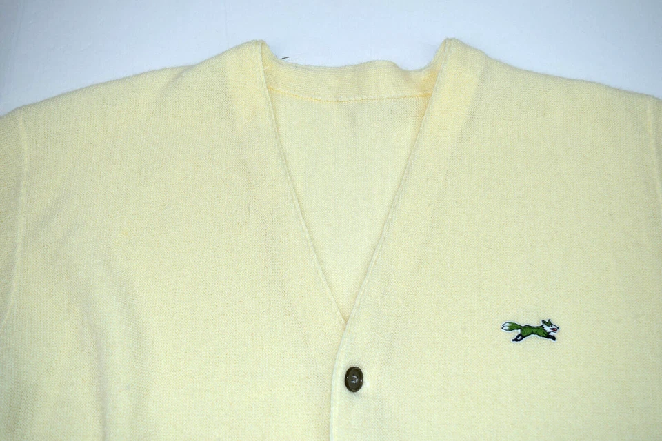 Suéter Vintage The Fox JCPenney Talla M Años 80 Amarillo Pálido Cárdigan Cobain Grunge Foto 3 de 4