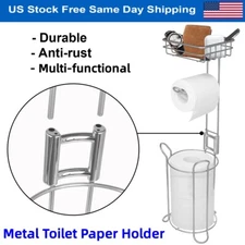 Metal Toilet Paper Holder Stand Bathroom Tissue 3 Rolls Storage Free Standing US