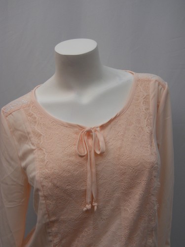 Self Esteem Ladies Peplum Top Lace-Trim Scoop Neck Pink Size S - Picture 4 of 11