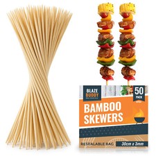 100 Bamboo Skewers 20cm BBQ Kebab Fruit Chocolate Fondue Grill Wooden Sticks