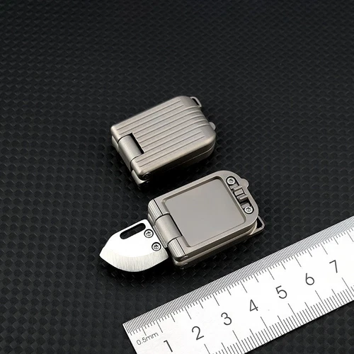 Mini Titanium Pocket Folding D2 Blade Knife Portable Outdoor Travel EDC Keychain - Picture 3 of 11