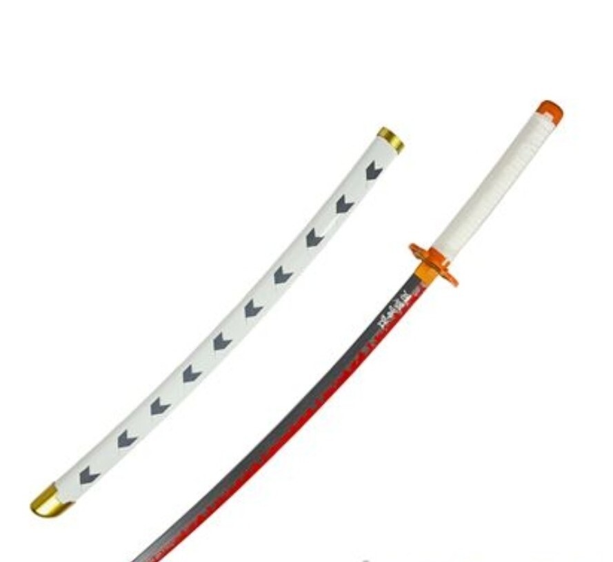 Repliksword Demon Slayer Katana Inosuke Hashibira - Sabre En Bois Cosplay Kimetsu No Yaiba + Présentoir