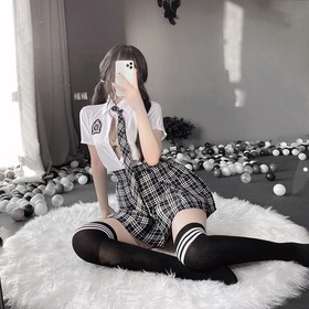 Women Sexy Lingerie Temptation Student Role Play Uniform School Girl Cosplay Set