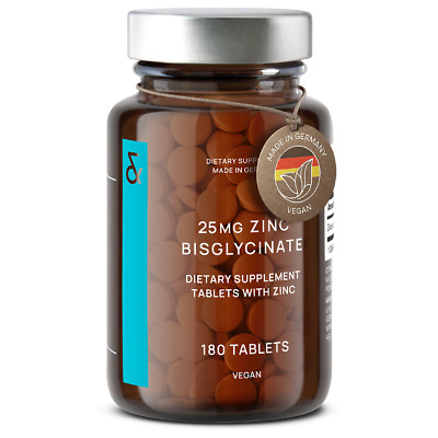 Zinc Bisglycinat Chelate 25mg - 180 Tablets (6 Month) - Premium Zinc Supplement