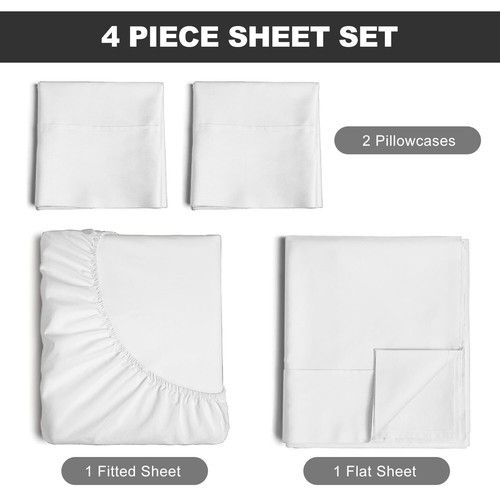 3-4 Piece Bed Sheet Set Hotel Quality Extra Sheets Twin/Full/Queen/King Bedroom - Picture 4 of 32