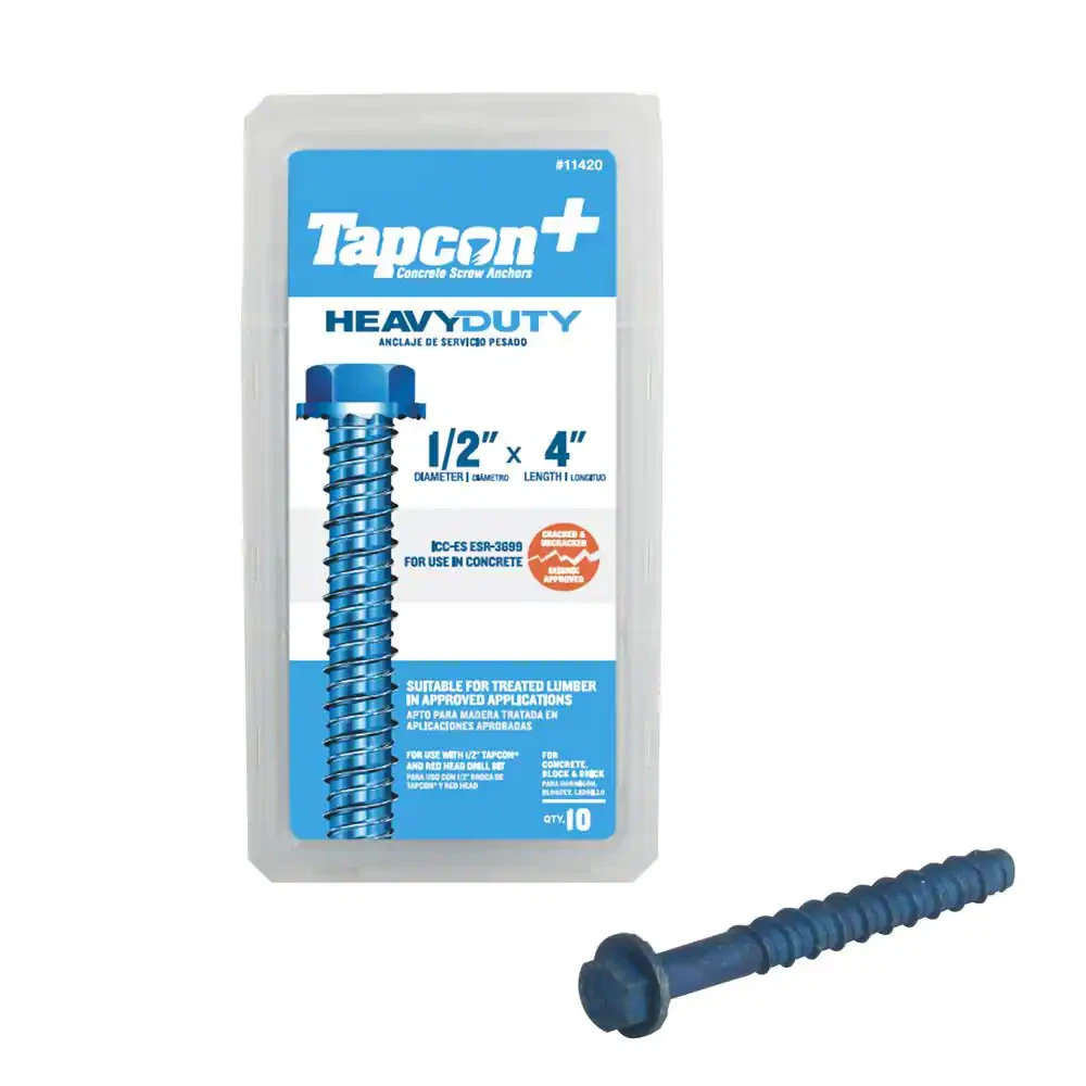 Tapcon Concrete Screw Anchor Blue Treated Lumber Hex Head 1 2 X 4