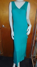 M&S Dress Maxi Beach V-Neck Sleeveless Plain w/Tie Belt 24 Green BNWT