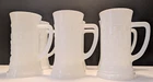 6 Vtg Rare 1950s Federal Milk Glass Beer Mug Stein White Tavern Scene 6” Tall