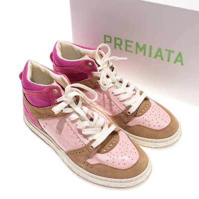Premiata NWB Mid Quinn Sneakers Size 40 8 US In White Pinks & Brown