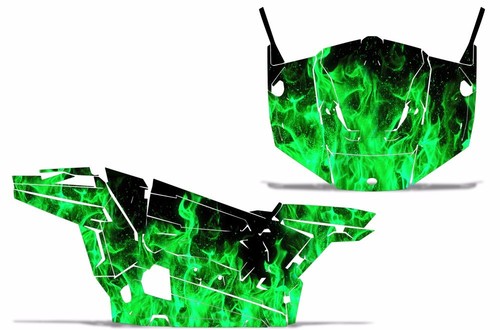 Graphic Kit Decal Full Wrap w/ Door for Polaris RZR 900S 2015-2016 GREEN FLAMES - Foto 2 di 2
