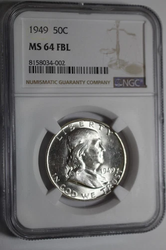 1949 Franklin Half Dollar NGC MS64 FBL #002