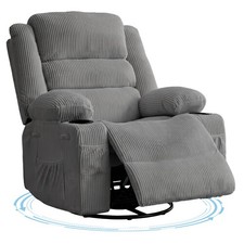 Corduroy Rocking Recliner Chair 360 Swivel Glider Single Sofa Cup Holder Nursery