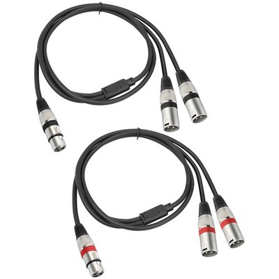 HUALEU 2 Pack 5 FT XLR Female to Dual Male Y Splitter Cable, Female XLR to 2 ...