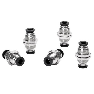 5 PCS 6mm Tube OD Double Threaded Bulkhead Union Push To Connect Fitting