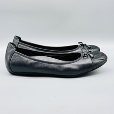 Vionic Shoes Womens 11 Black Leather Minna Ballet Flats Cap Toe Bow Slip On