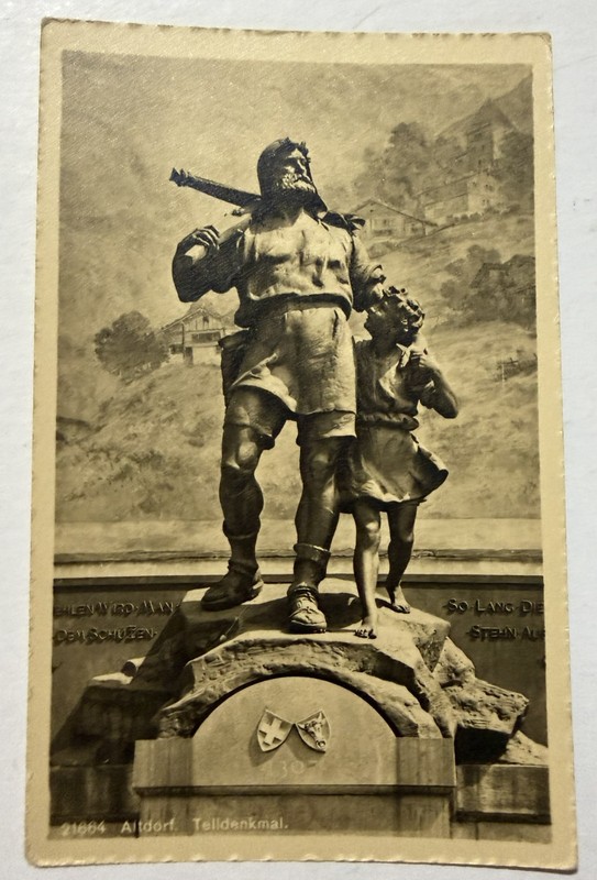 VTG POSTCARD WILLIAM TELL MONUMENT Altdorf Switzerland photo UNPOSTED