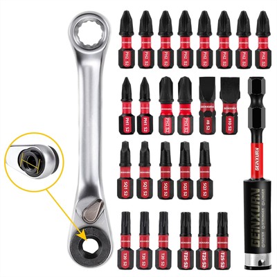 GEINXURN Screwdriver Bit Set with PH1/PH2/PH3/SQ1/SQ2/T20/T25/SL8/SL10 and 1P...