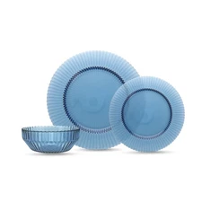 Archie Glass 12 Piece Dinnerware Set (Service for 4), Cornflower Blue