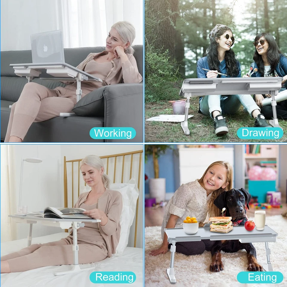 Laptop Bed Tray Desk, Foldable and Adjustable Lap Table with Heights and Angl... - Image 2 of 4