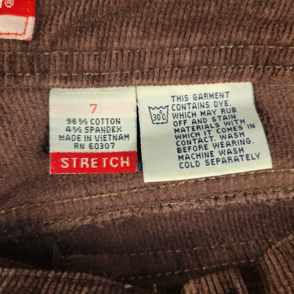 Pantalones de mezclilla Union de colección para mujer 7 marrón pana acampanados tiro bajo solapa bolsillo Y2K Foto 4 de 4