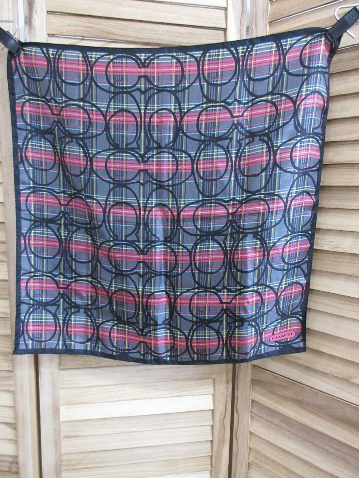 Coach Signature Gray/Pink Madras 21X21