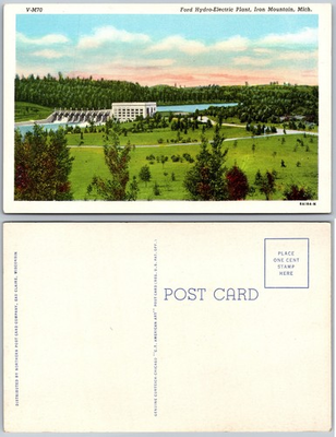 #ad #ad Ford Hydro Electric Plant Iron Mountain MI Postcard $1.99