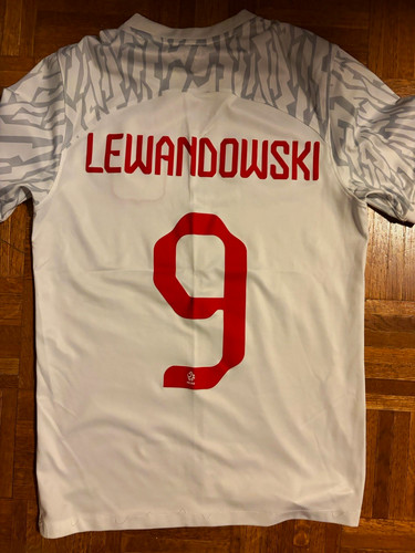Nike Poland National Team Robert Lewandowski #9 Soccer Jersey White Gray Red
