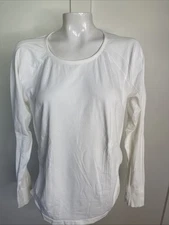 GAIAM Womens XL White Long Sleeve Yoga Top Fitted Round Neckline Nylon