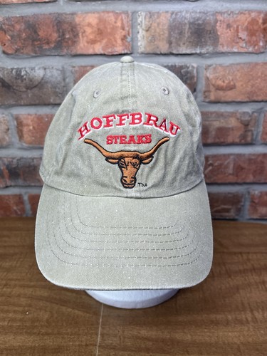 Hoffbrau Steaks Texas Longhorn Cattle Promo Buckle Strapback Dad Hat Steer Cow