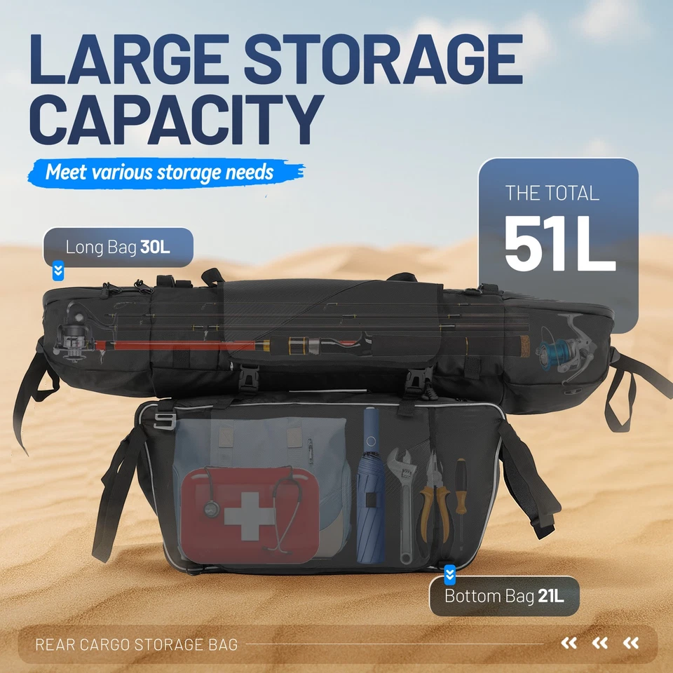 Bolsa combinada de almacenamiento de carga trasera UTV para Polaris RZR XP 4 1000/900 2014-23 Foto 2 de 4