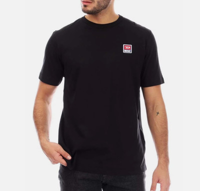 Mens Diesel T-JUST 16 T-Shirt Regular Fit Black Crewneck Tee Logo Patch M New