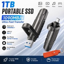 1TB Portable SSD USB-C Flash Drive for iPhone 15 16 17 Android Phone 1000MB/s
