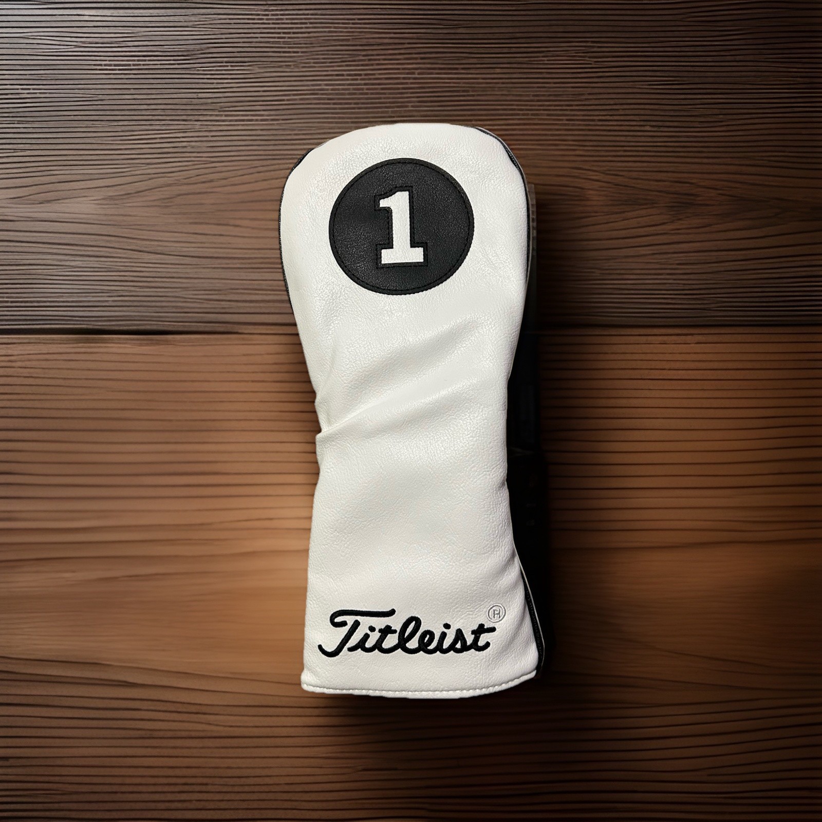 Leather Driver Headcover White And Black Golf Premium