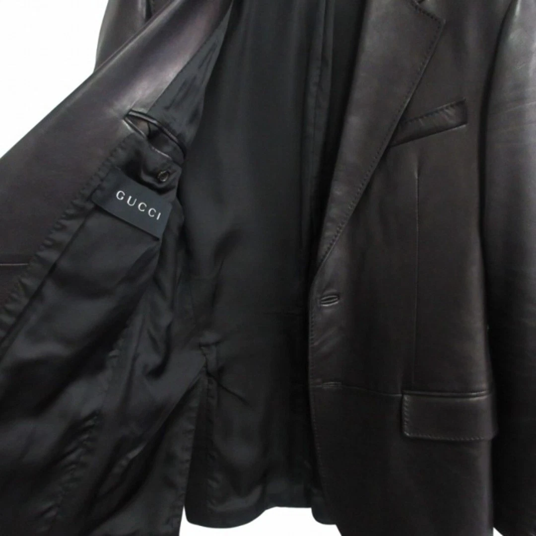 Gucci Tom Ford agnello pelle di pecora 2B giacca sartoriale singola nera usata 3b730