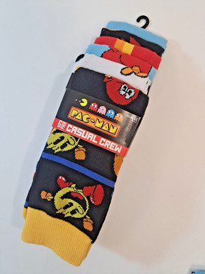 PAC-MAN Socks Men's Casual Crew Socks 6 Pairs Mens Size 8-12 Bioworld NEW